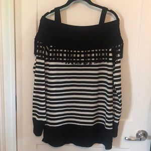 WHBM Striped Off Shoulder Sweater